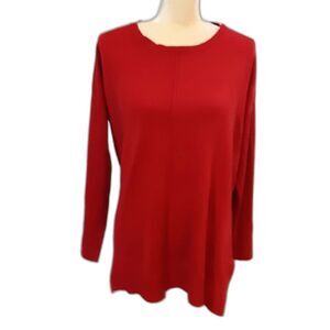 a.n.a red sweater tunic PXL 100% acrylic long sleeve side vents